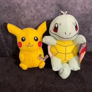 2017 Toy Factory Pokémon Pikachu & Squirtle Plush Pair